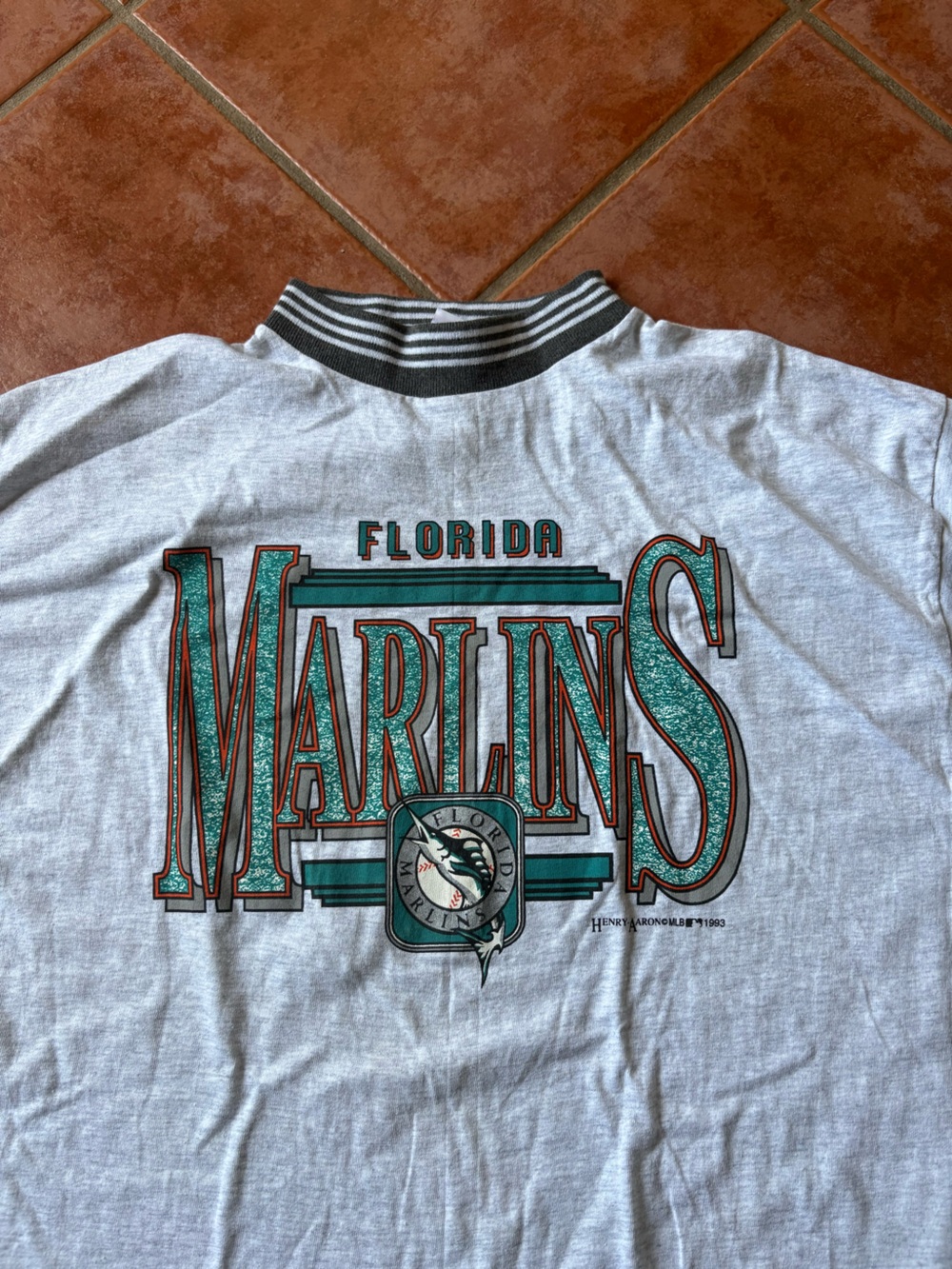 Vintage TrueFan Florida Marlins T Shirt SingleStitch Henry Aaron 90s 1993  Sz XL